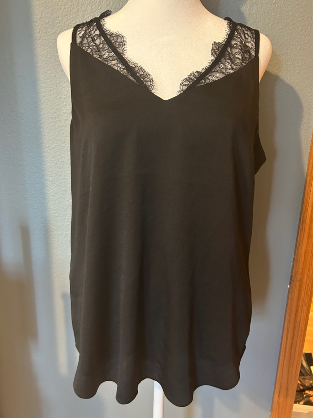 Express Black Lace-Trim V-Neck Camisole